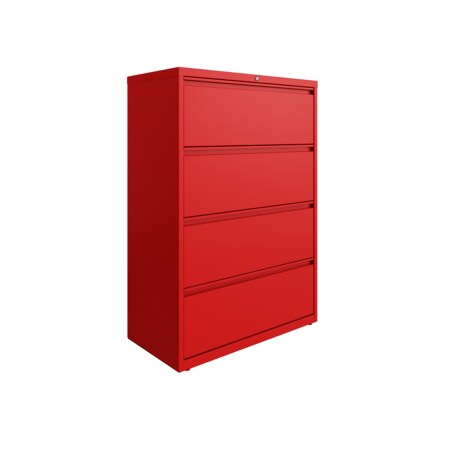 Hirsh 36"W 4 Drawer Lateral File Cabinet, Lava Red 24255
